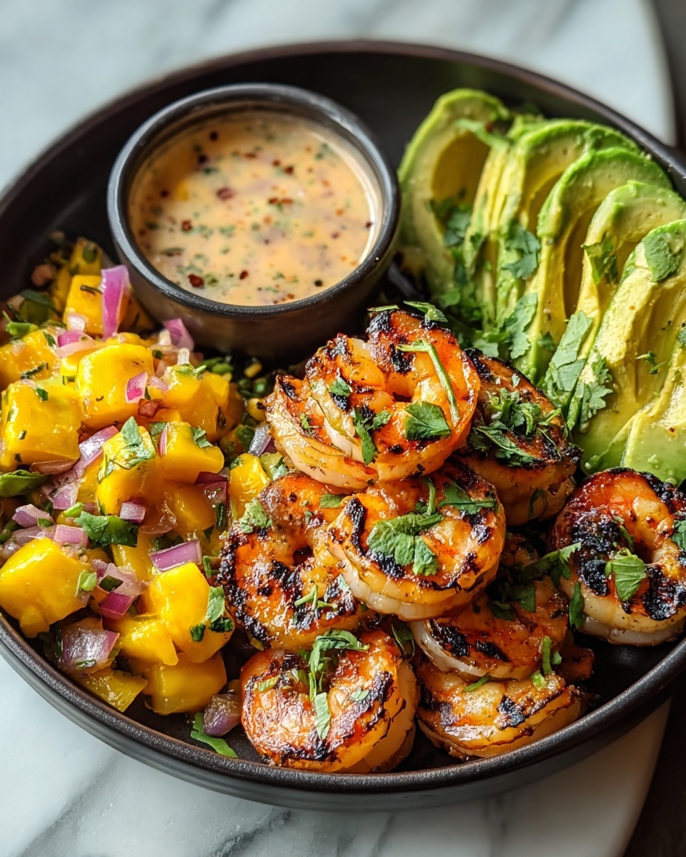 Shrimp and Avocado Bowls with Mango Salsa & Lime-Chili Sauce Recipe - Recipe Image