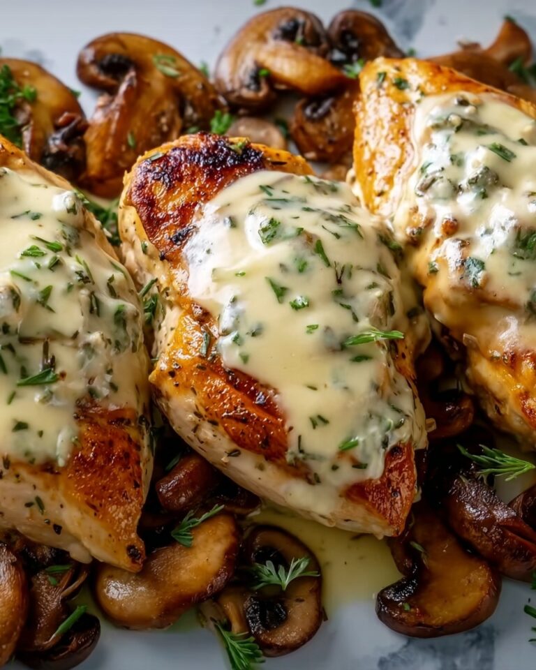 Cheesy Garlic Butter Mushroom Stuffed Chicken Recipe