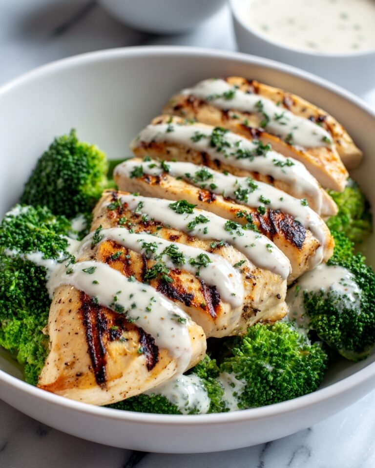 Grilled Chicken Broccoli Bowls with Creamy Garlic Sauce Recipe