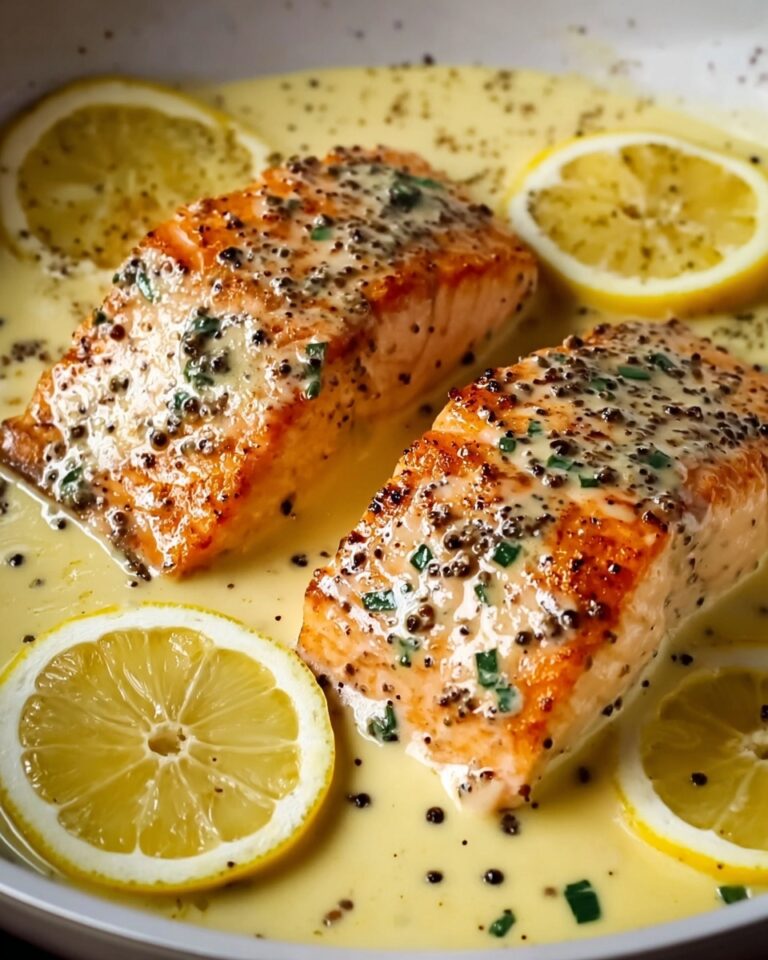 Baked Salmon with Creamy Lemon Garlic Sauce Recipe