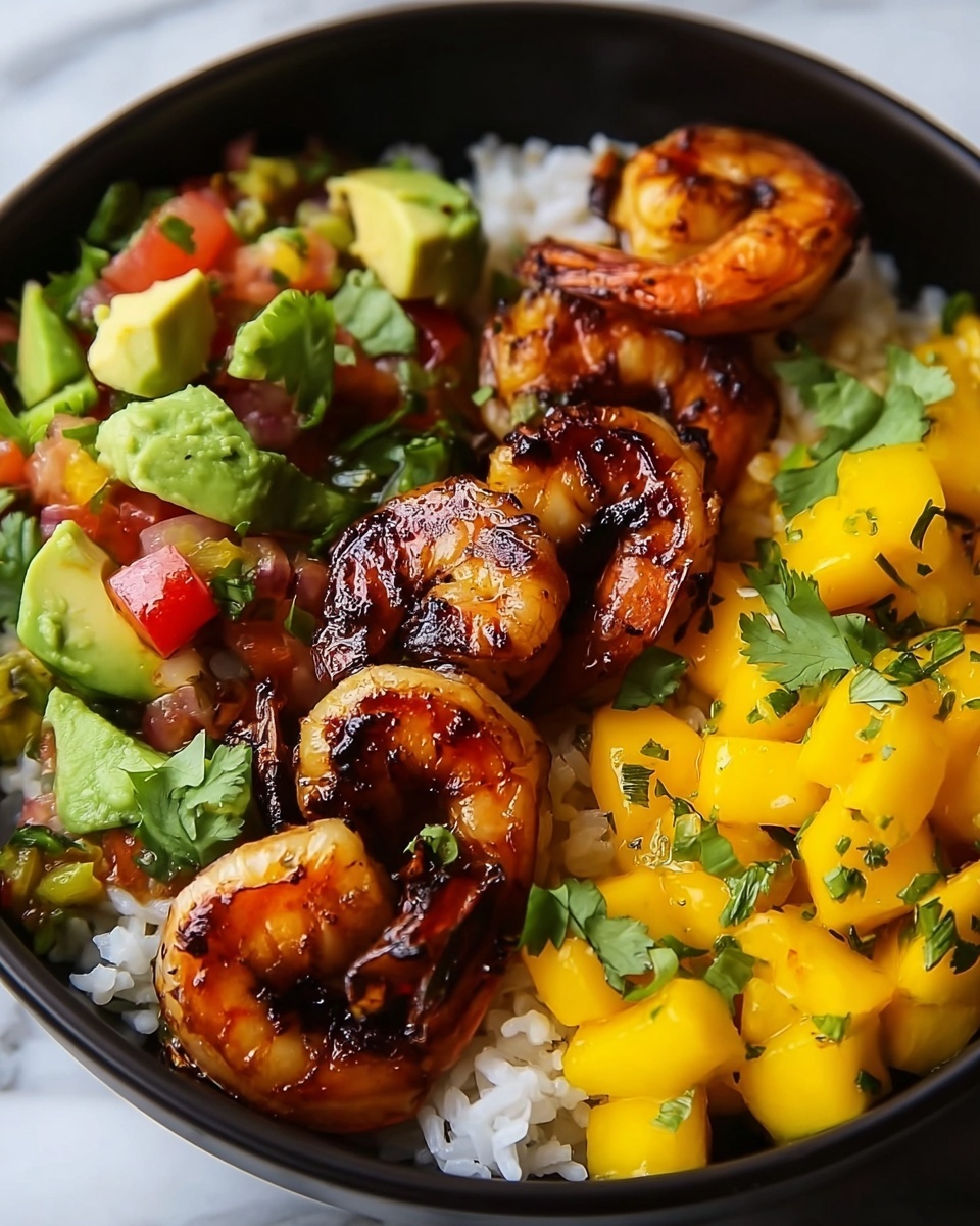 Chipotle Shrimp Avocado and Mango Rice Bowls Recipe - Recipe Image