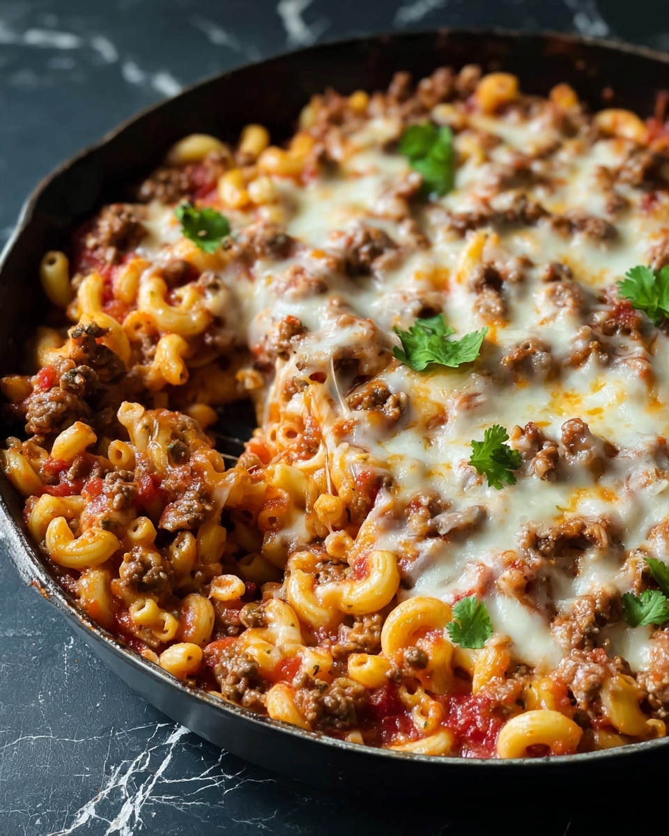 One-Skillet Cheesy Beef and Macaroni Recipe - Recipe Image