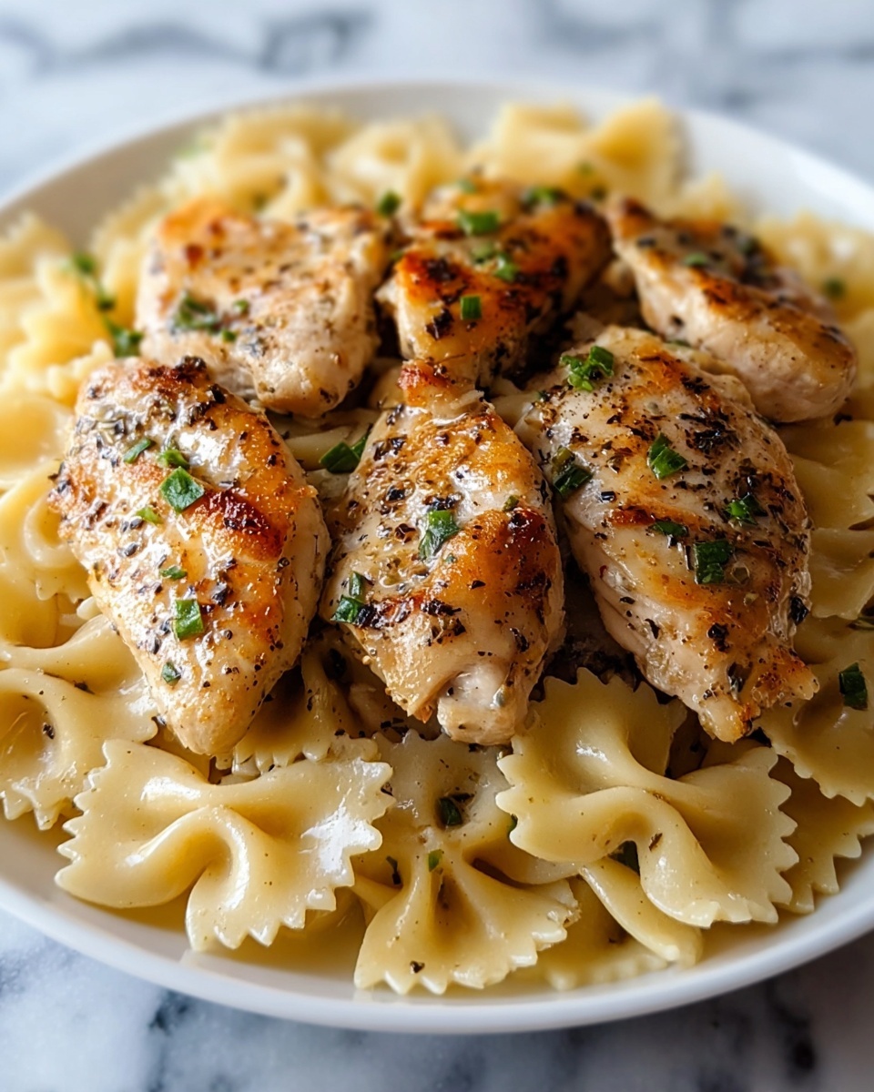 Lemon Garlic Chicken with Creamy Bowtie Pasta Recipe - Recipe Image