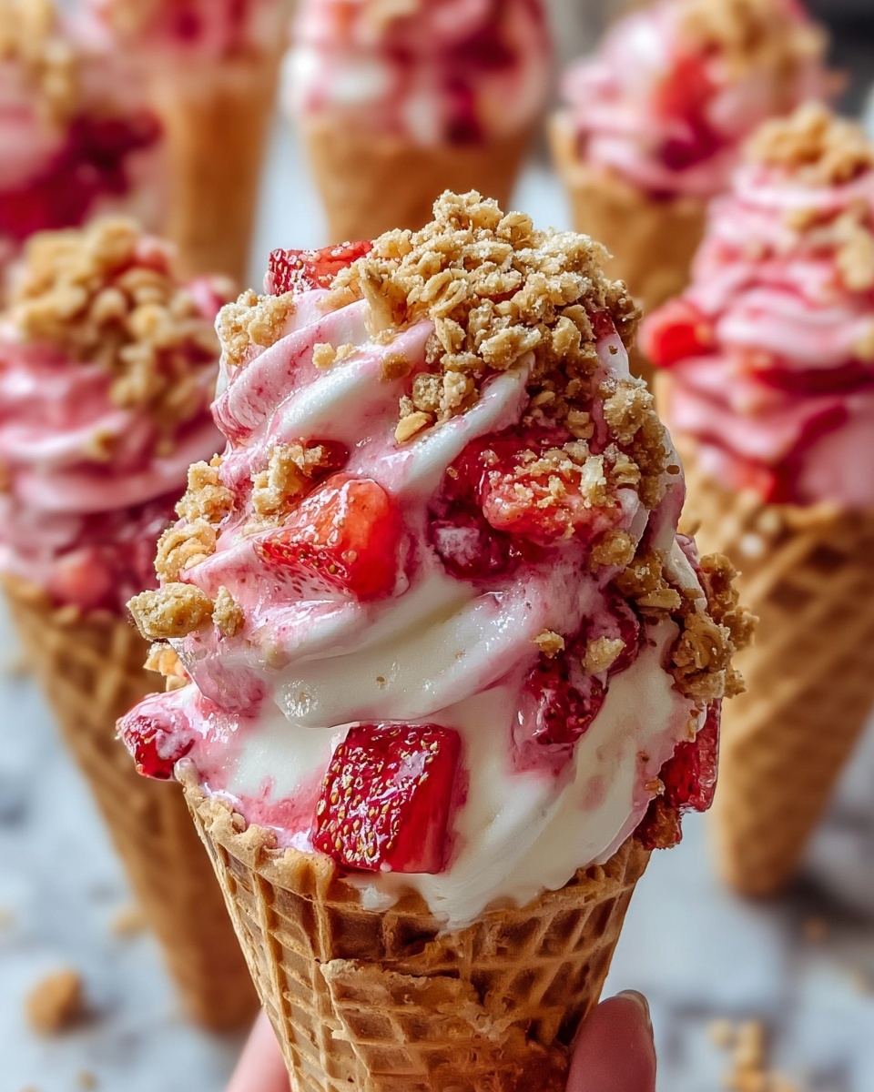Strawberry Crunch Cheesecake Cones Recipe - Recipe Image