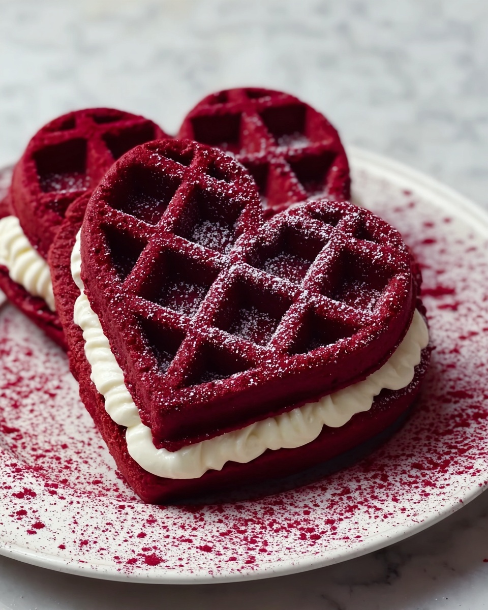 Heart-Shaped Red Velvet Waffles Recipe - Recipe Image