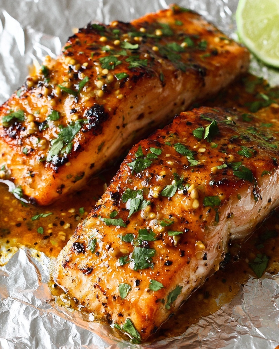 Honey Mustard Salmon In Foil Recipe - Recipe Image
