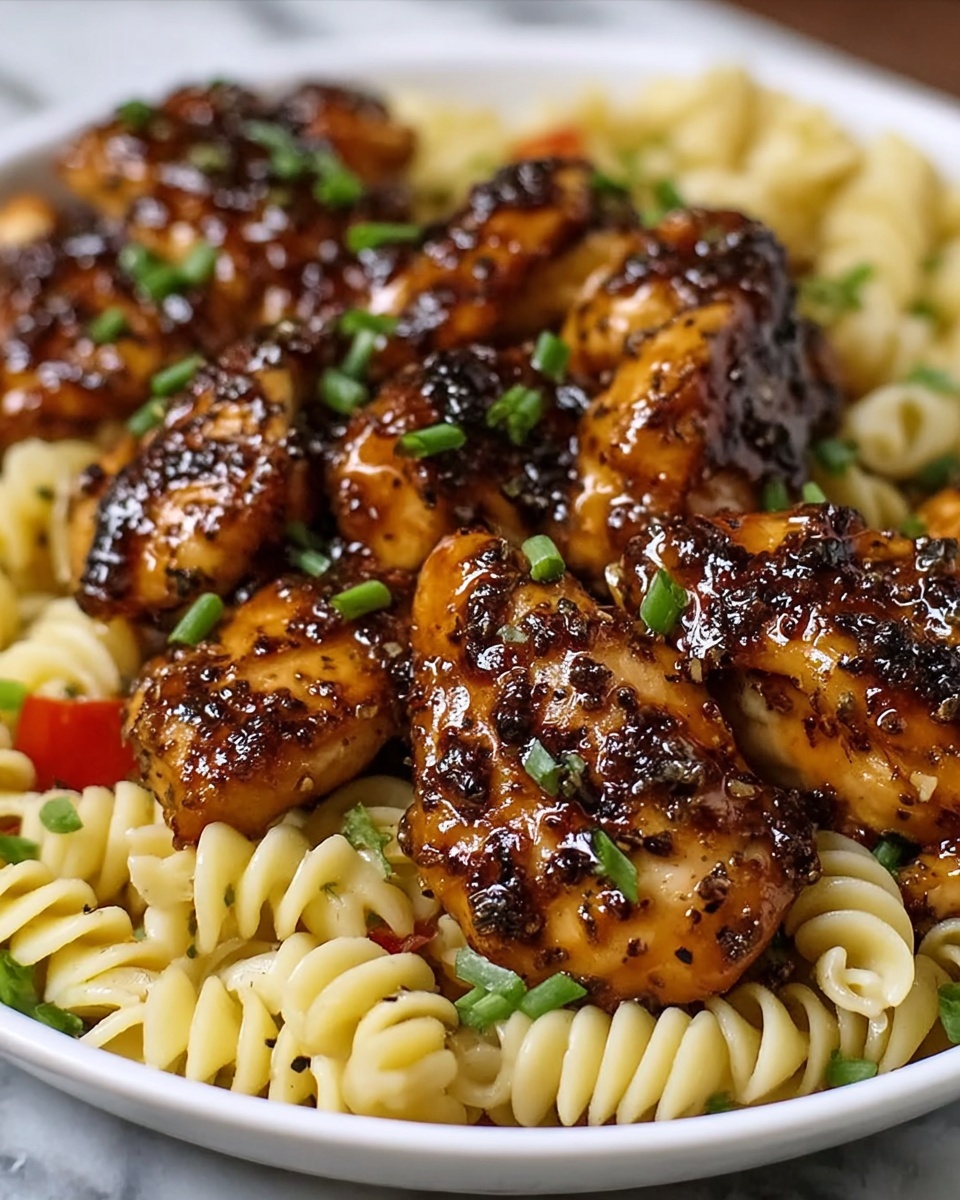Sweet and Spicy Honey Pepper Chicken with Creamy Macaroni Cheese Recipe - Recipe Image