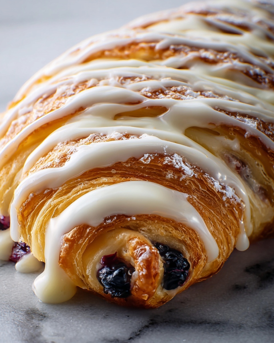 Blueberry Cream Cheese Pastry Braid with Vanilla Icing Recipe - Recipe Image