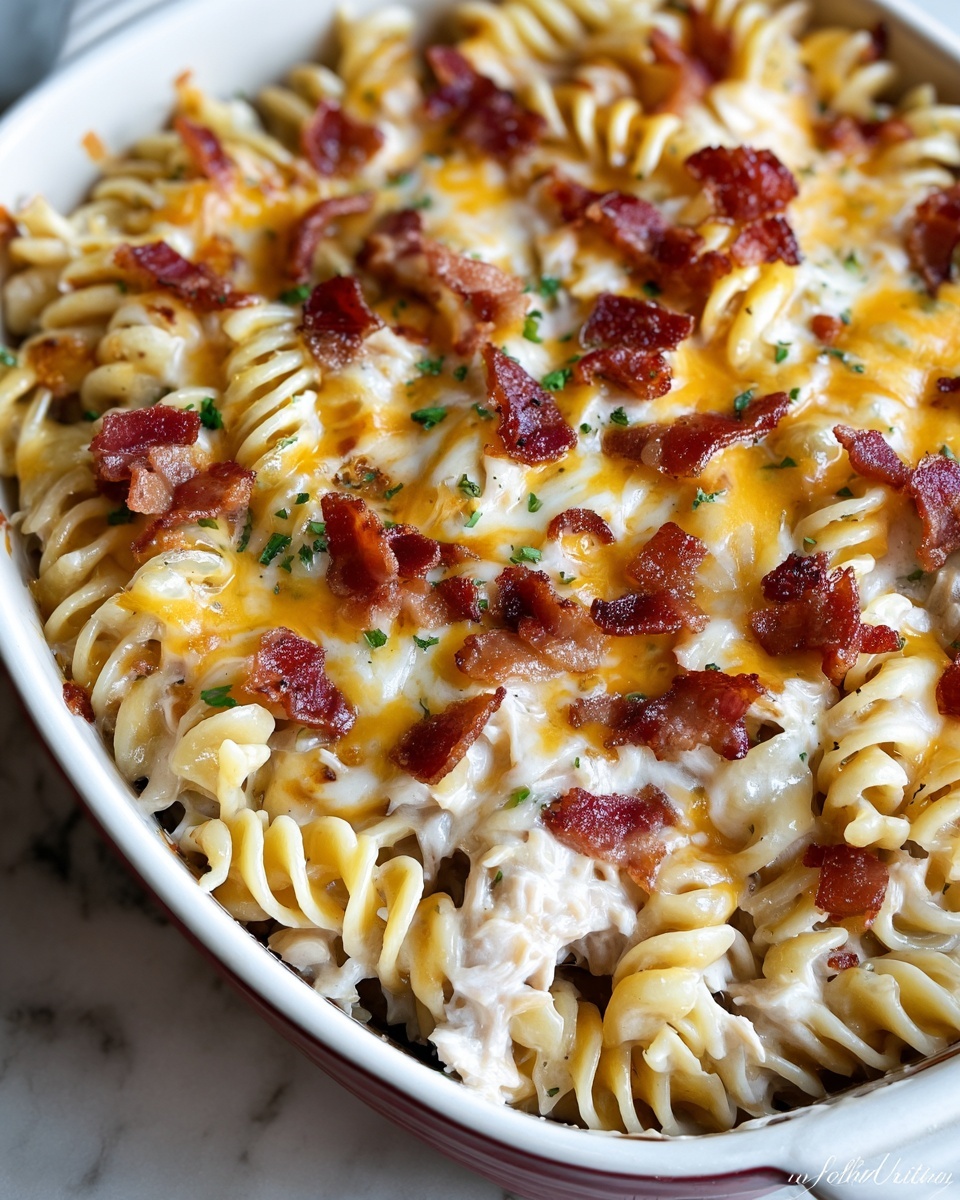 Crazy Good Casserole: Cheesy Chicken and Smoked Turkey Pasta Bake Recipe - Recipe Image