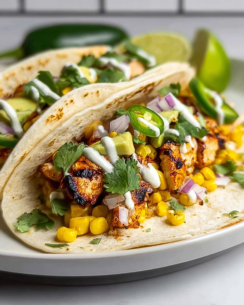 Fiery Street Corn Chicken Tacos Recipe - Recipe Image