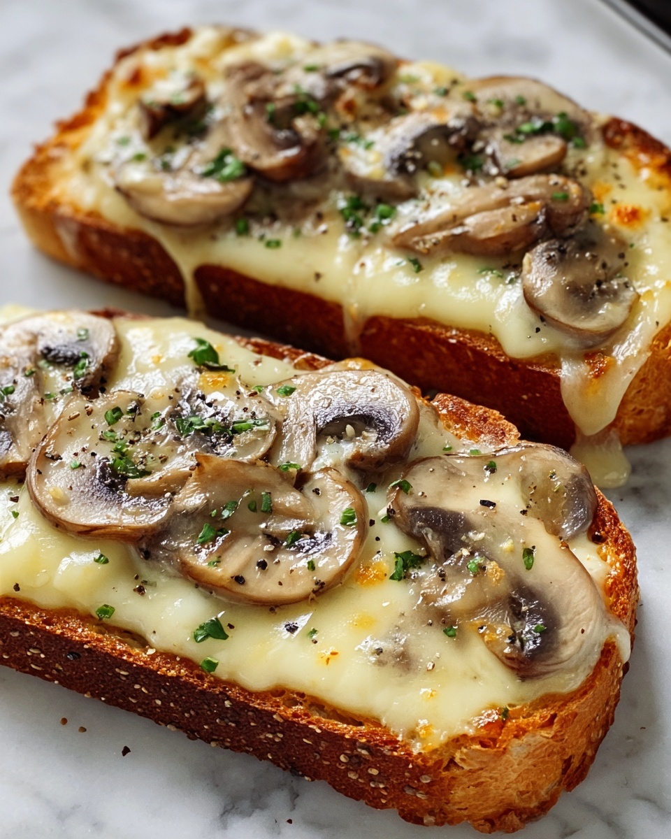 Gourmet Cheesy Mushroom and Garlic Toasts Recipe - Recipe Image
