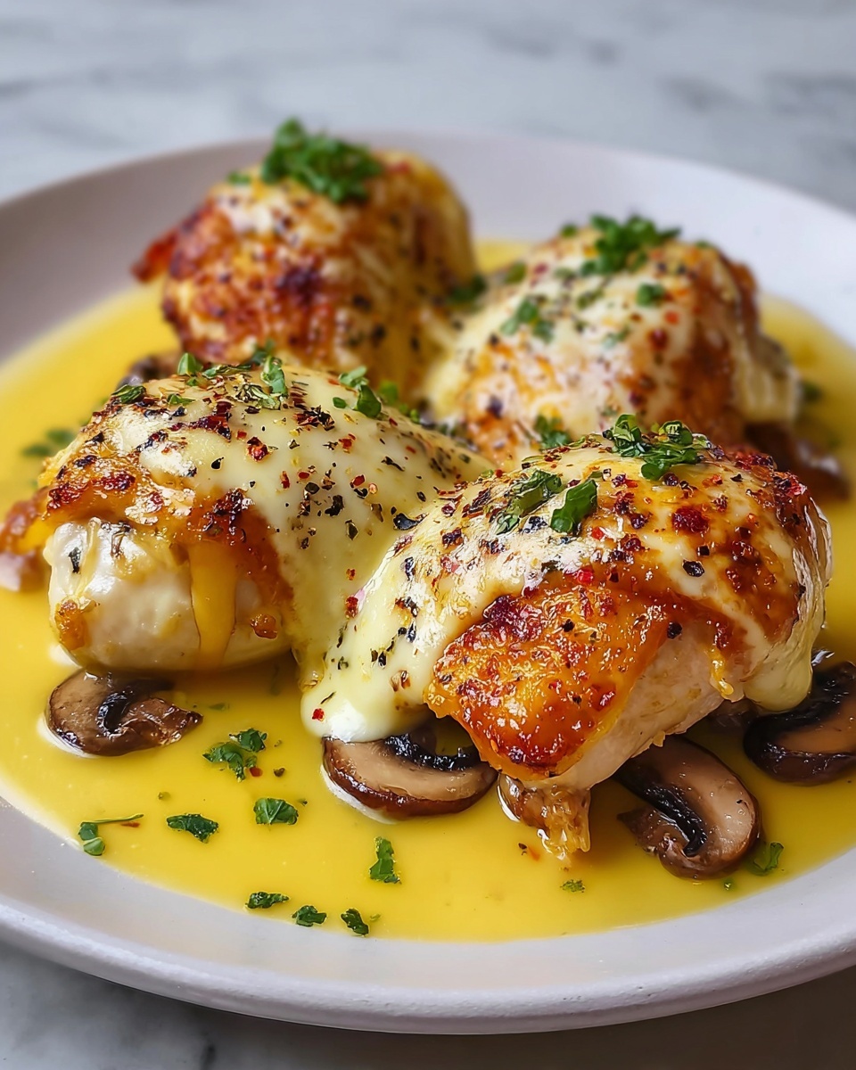 Cheesy Garlic Mushroom Stuffed Chicken Recipe - Recipe Image