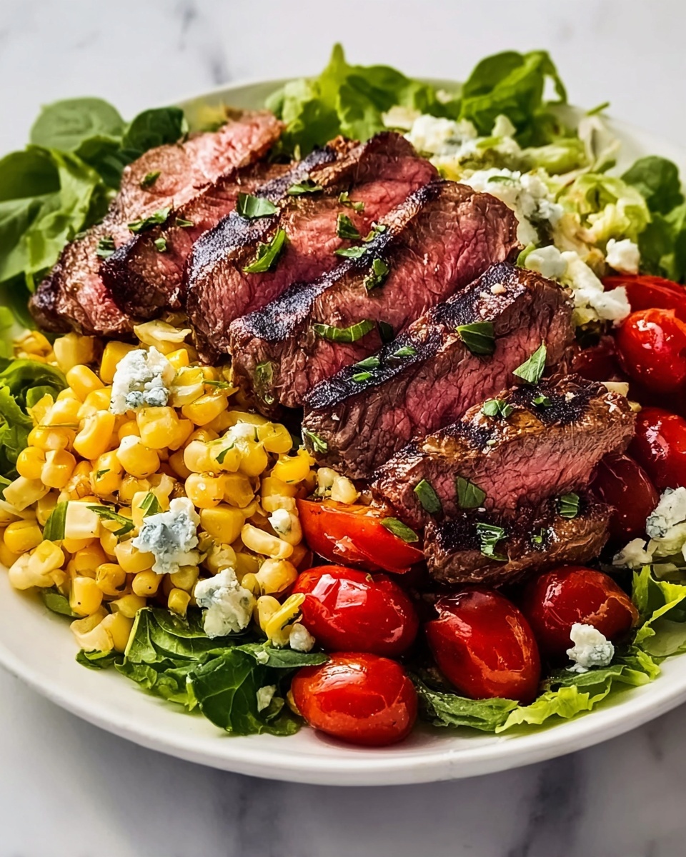 Balsamic Steak Gorgonzola Salad with Grilled Corn Recipe - Recipe Image