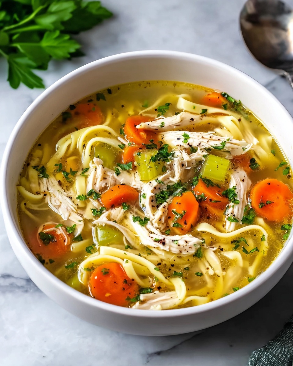 Creamy Chicken Noodle Soup with Herbs Recipe - Recipe Image