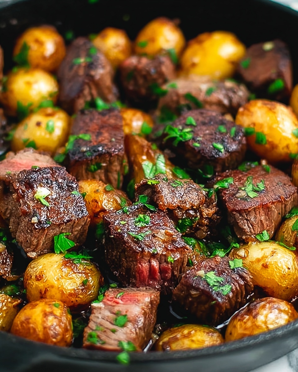 Garlic Butter Steak Bites and Potatoes Recipe - Recipe Image