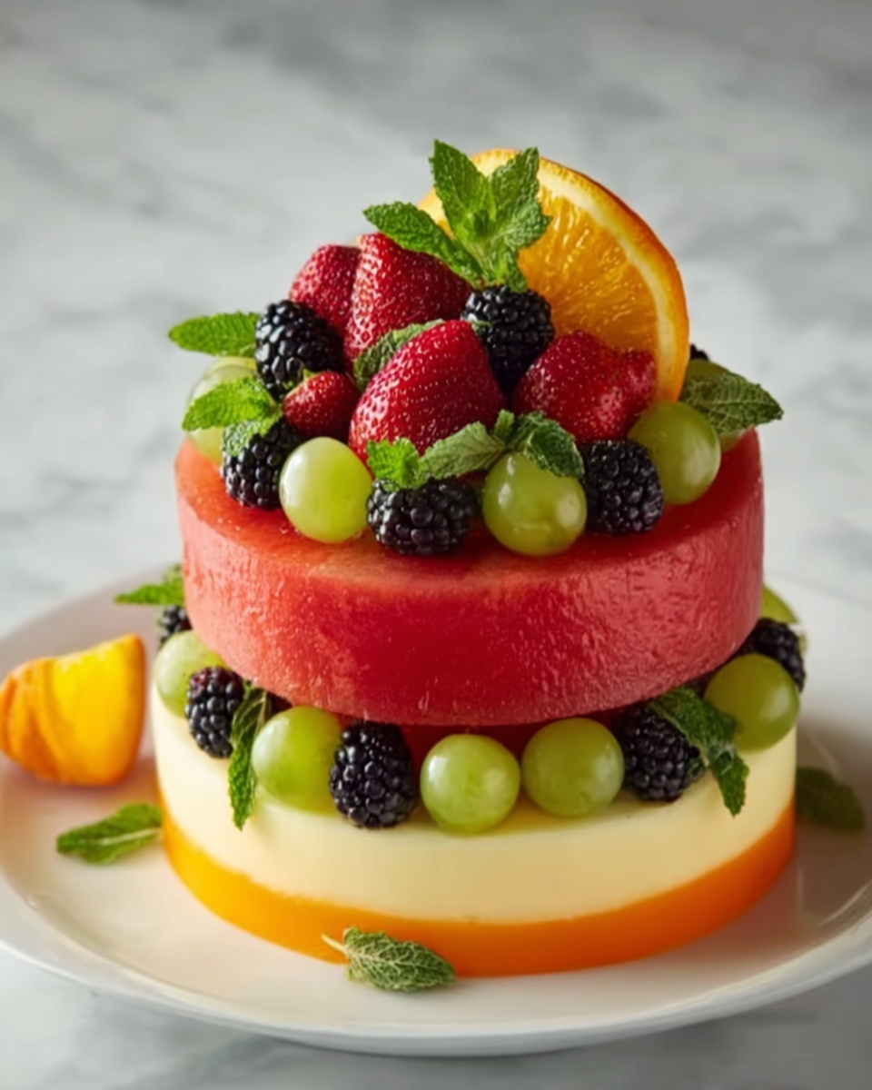 Fresh Fruit Watermelon Cake Recipe - Recipe Image
