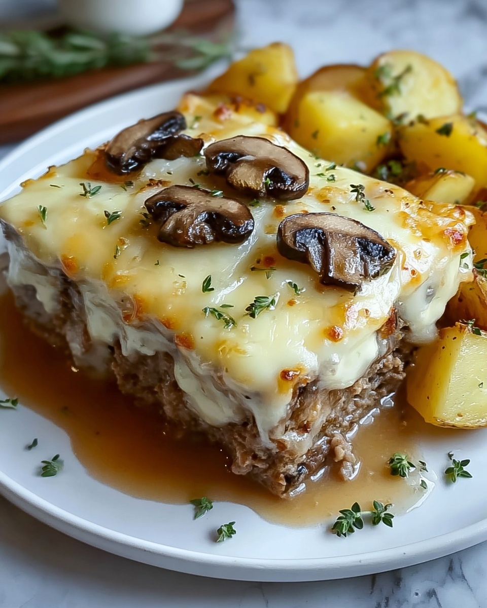 Mushroom Swiss Cheese Meatloaf Recipe - Recipe Image