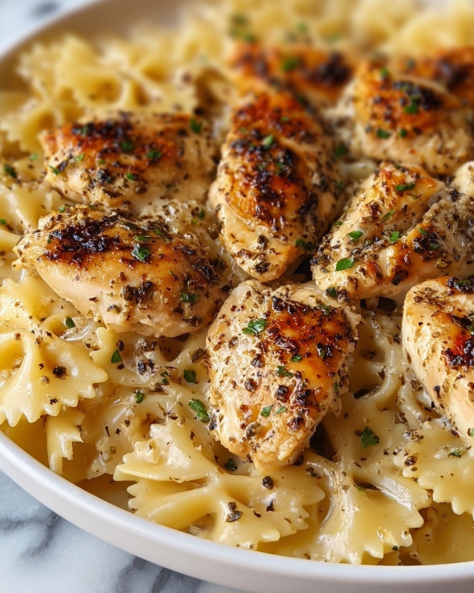Lemon Garlic Chicken with Creamy Bowtie Pasta Recipe - Recipe Image