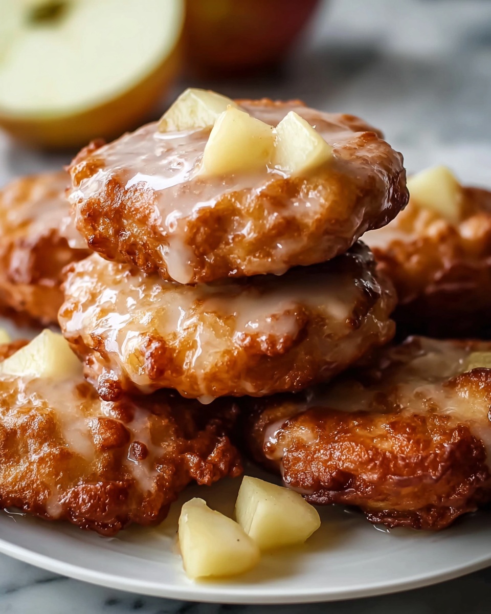 Soft Cinnamon Apple Fritters with Vanilla Glaze Recipe - Recipe Image
