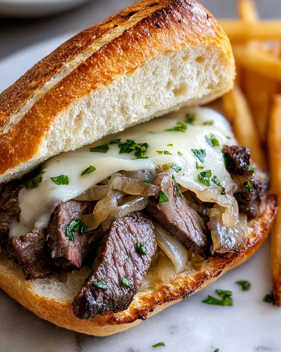 Herb Butter Steak Sandwich with Caramelized Onions and Havarti Recipe - Recipe Image