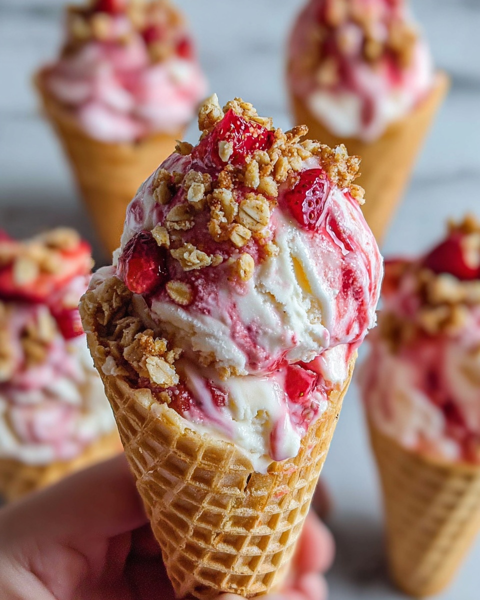 Strawberry Crunch Cheesecake Cones Recipe - Recipe Image
