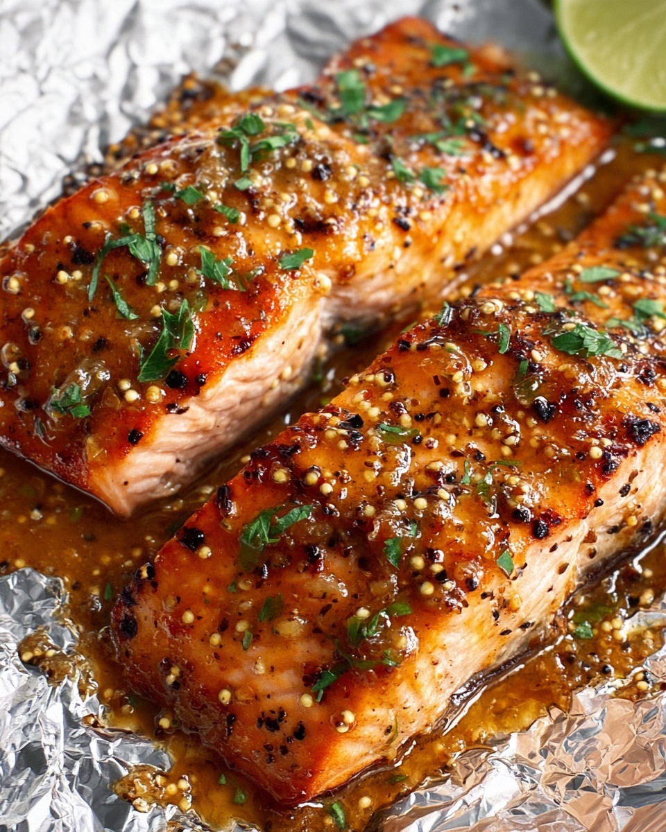 Honey Mustard Salmon In Foil Recipe - Recipe Image