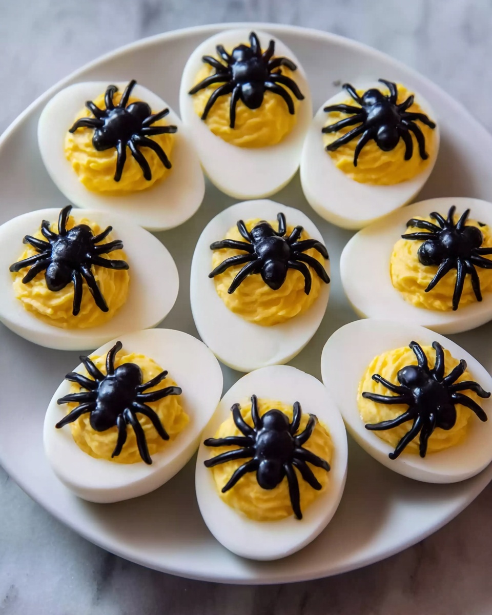 Spooky Spider Deviled Eggs Recipe - Recipe Image