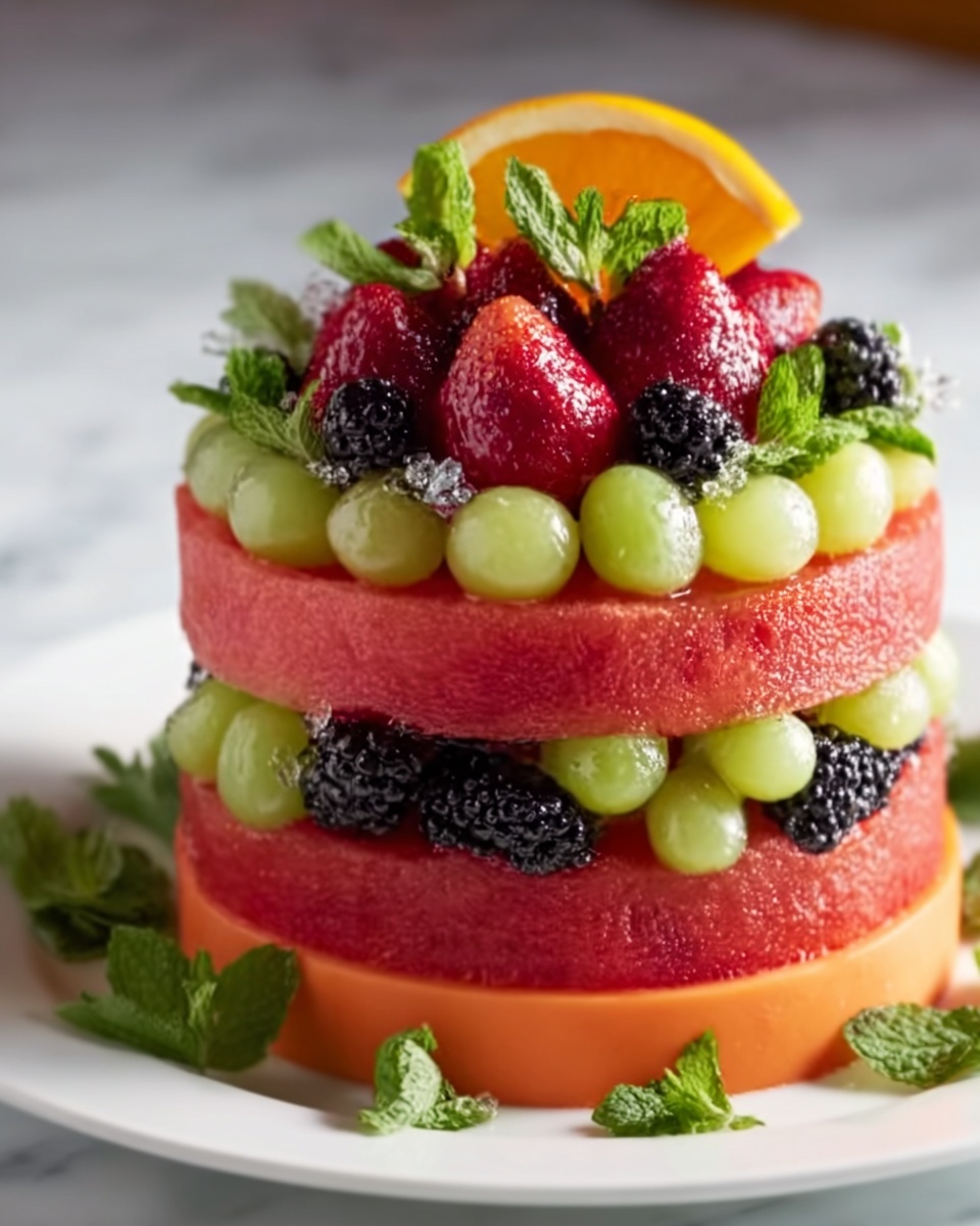 Fresh Fruit Watermelon Cake Recipe - Recipe Image