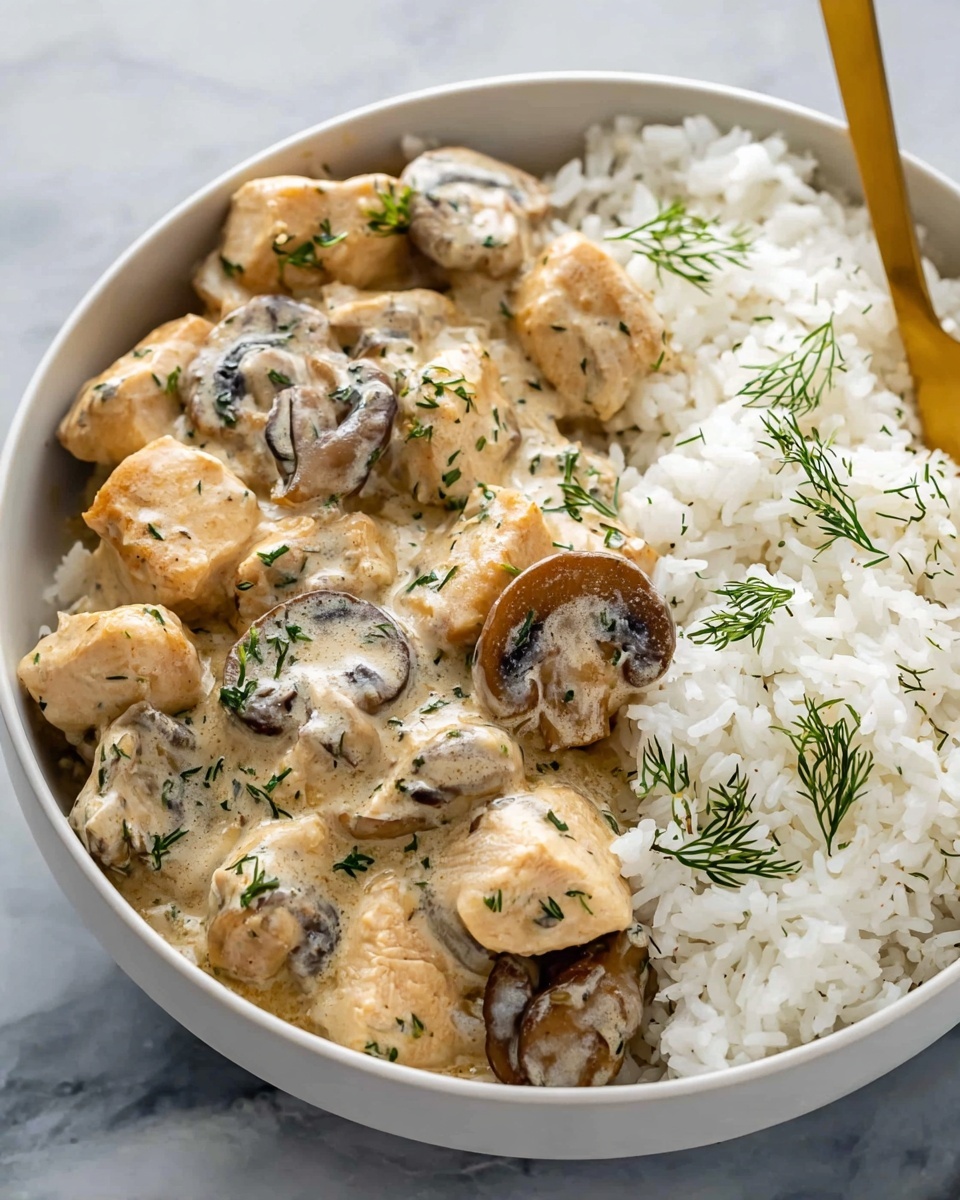 Chicken and Mushrooms in Creamy Dill Sauce Recipe - Recipe Image