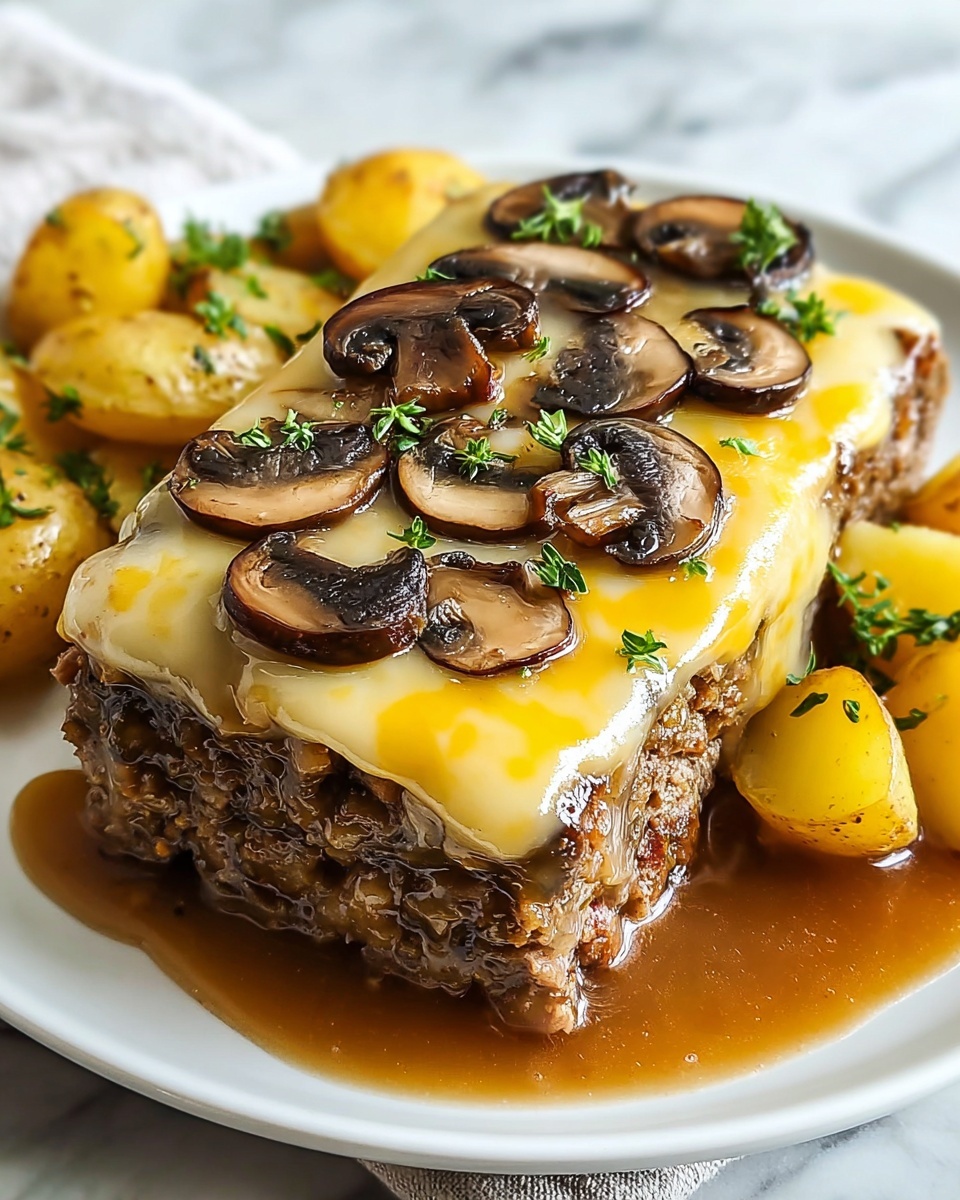 Mushroom Swiss Cheese Meatloaf Recipe - Recipe Image