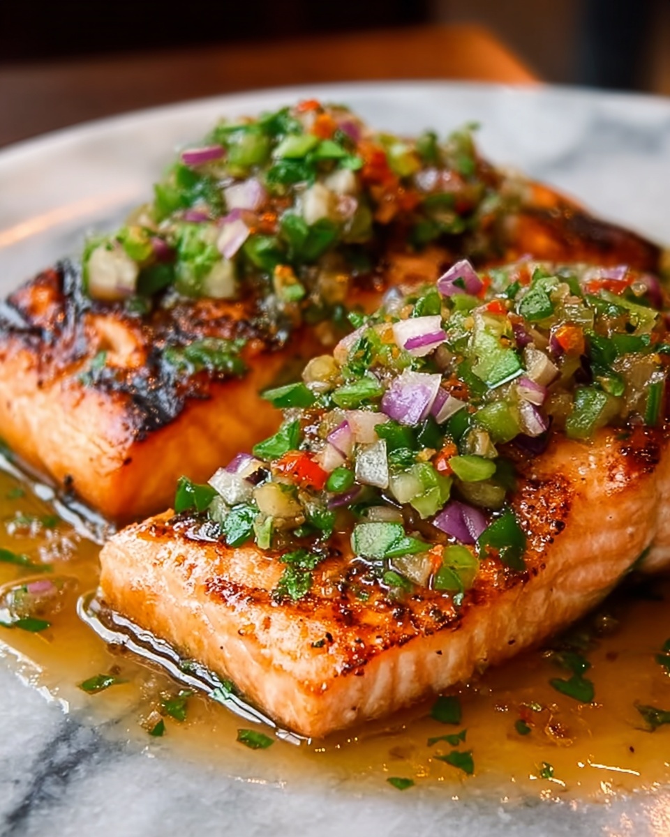 Miso Butter Salmon with Sizzled Scallion Salsa Verde Recipe - Recipe Image