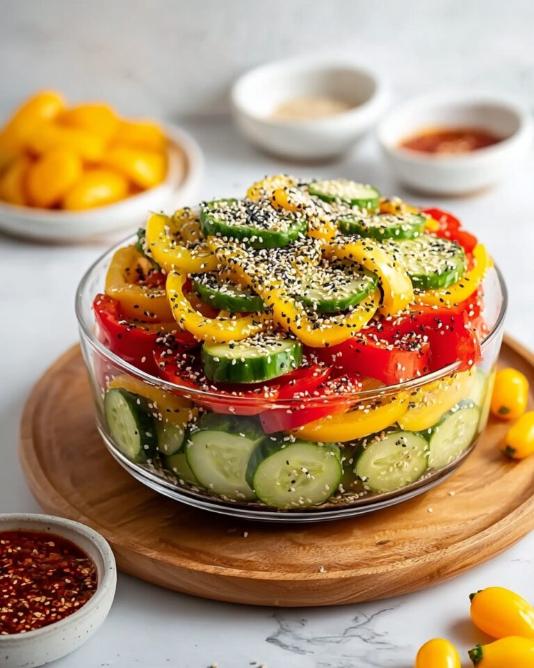 Cucumber and Sweet Pepper Salad with Sesame Ginger Dressing Recipe