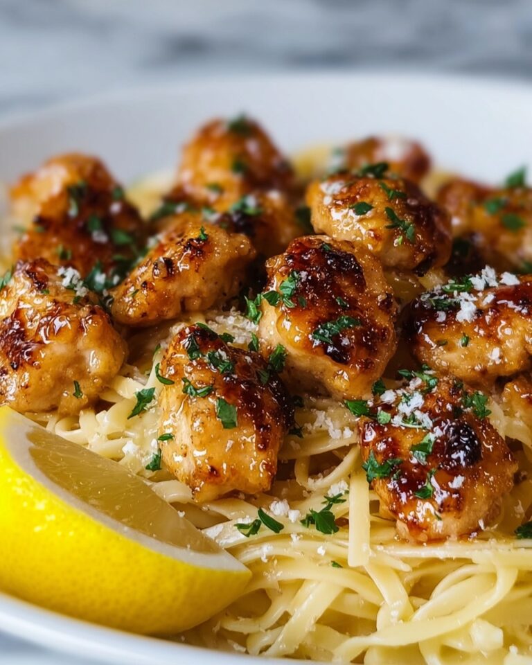 Lemon Garlic Butter Chicken Bites with Savory Parmesan Linguine Recipe