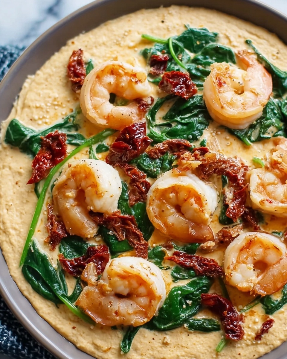 Tuscan Shrimp with Spinach, Artichokes, and Sun-Dried Tomatoes Recipe - Recipe Image