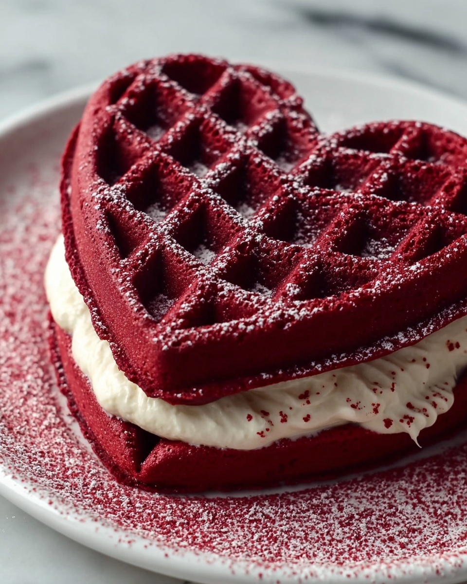 Heart-Shaped Red Velvet Waffles Recipe - Recipe Image