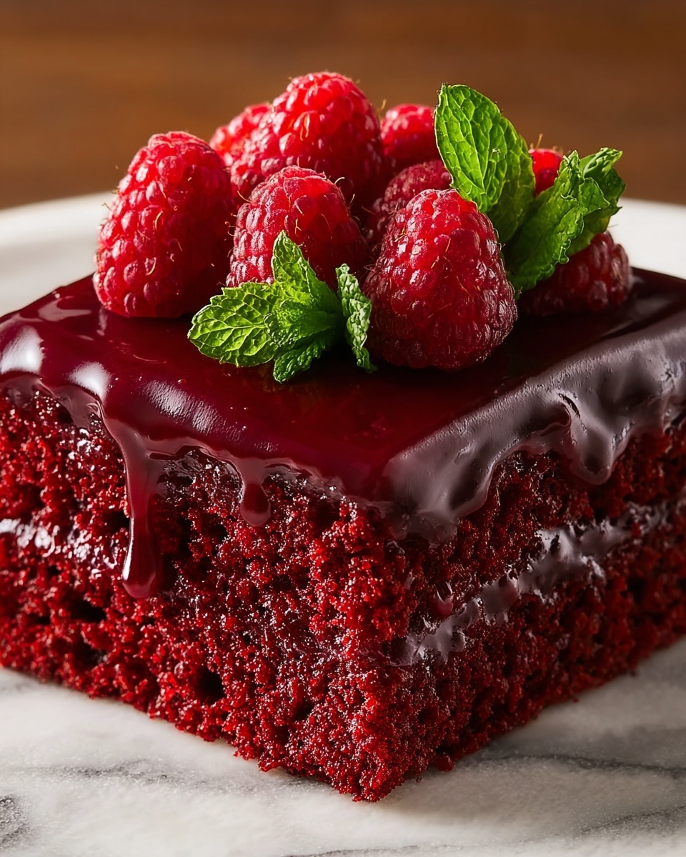 Luscious Red Velvet Raspberry Poke Cake Recipe - Recipe Image