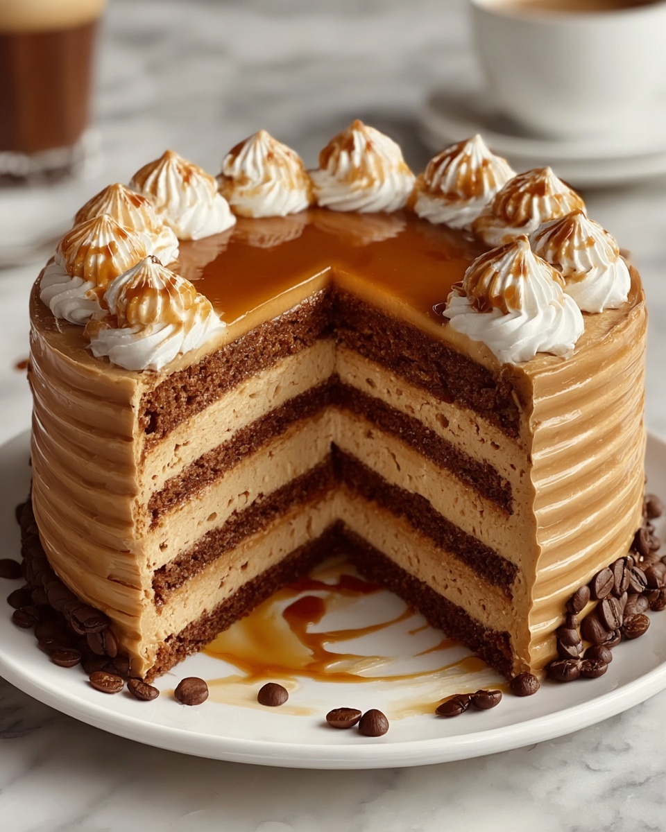 Decadent Caramel Latte Cake with Coffee Buttercream Recipe - Recipe Image