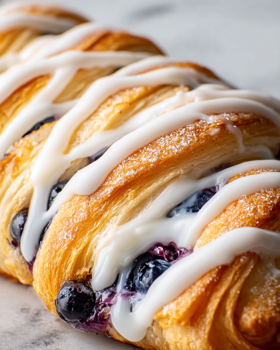 Blueberry Cream Cheese Pastry Braid with Vanilla Icing Recipe - Recipe Image