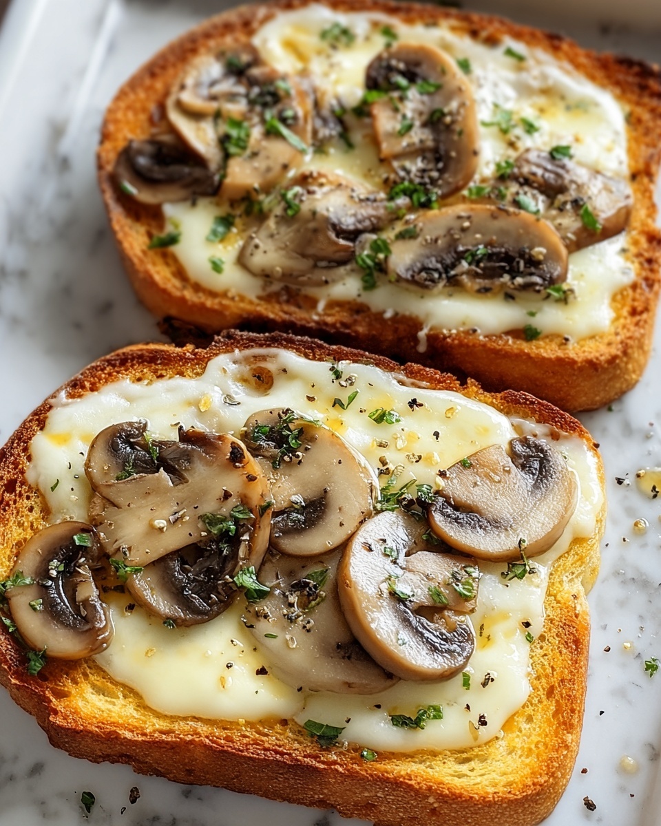 Gourmet Cheesy Mushroom and Garlic Toasts Recipe - Recipe Image
