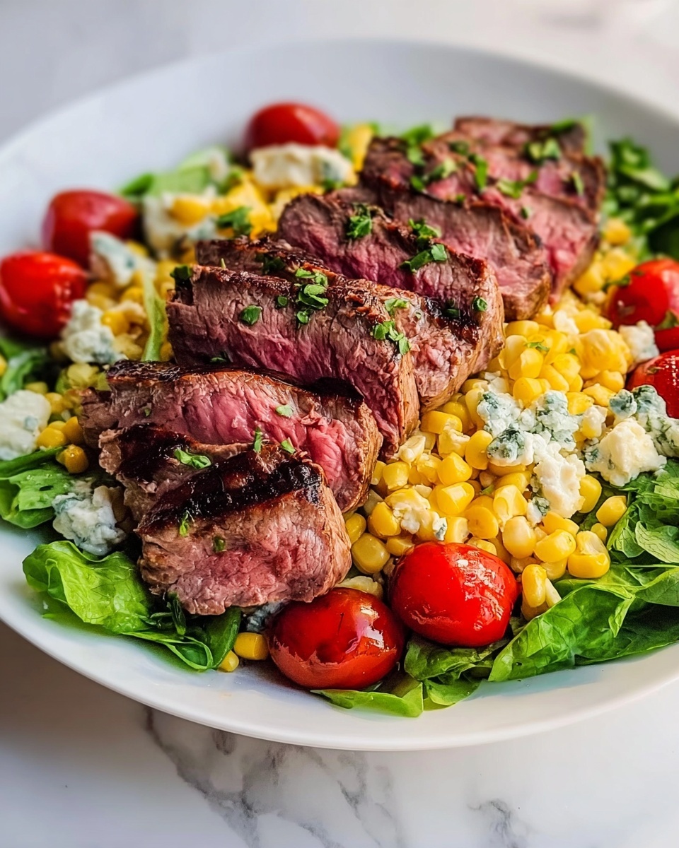 Balsamic Steak Gorgonzola Salad with Grilled Corn Recipe - Recipe Image