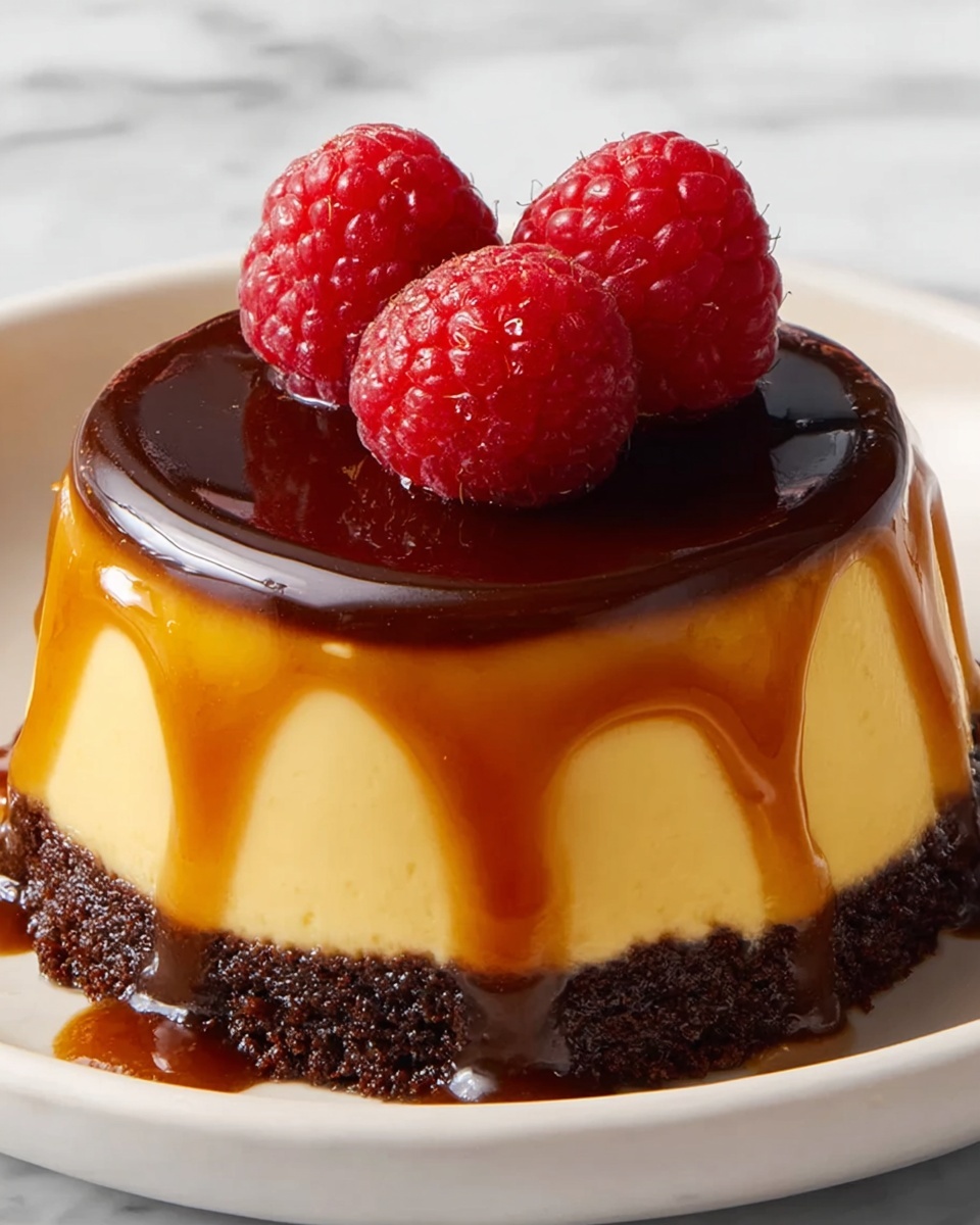 Chocolate Chocoflan with Caramel Sauce Recipe - Recipe Image
