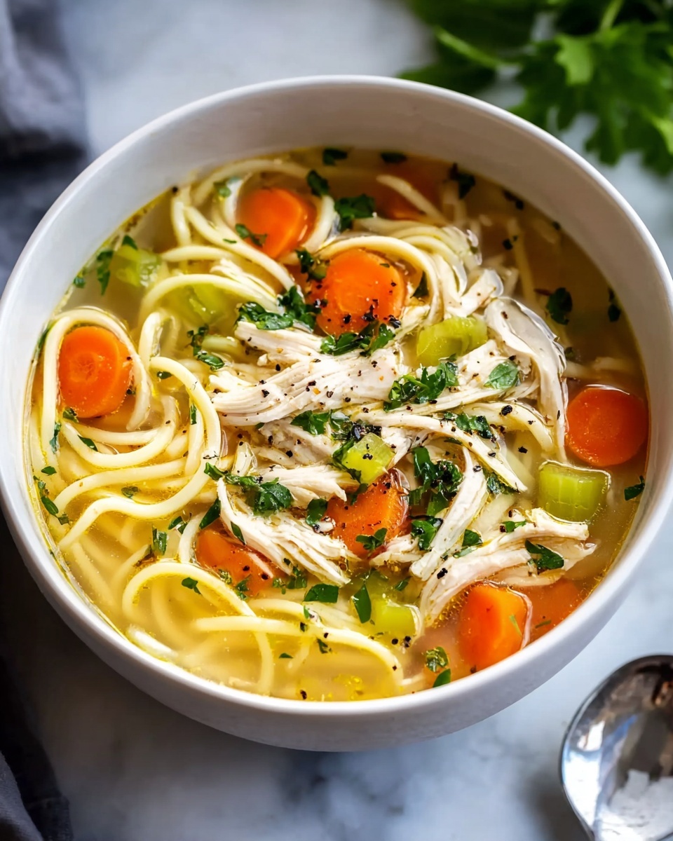 Creamy Chicken Noodle Soup with Herbs Recipe - Recipe Image