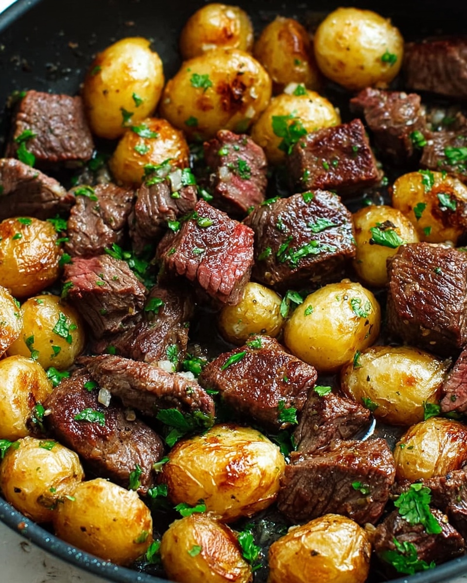 Garlic Butter Steak Bites and Potatoes Recipe - Recipe Image