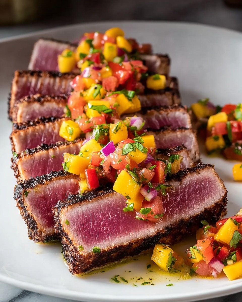 Blackened Tuna Steaks with Mango Salsa Recipe - Recipe Image