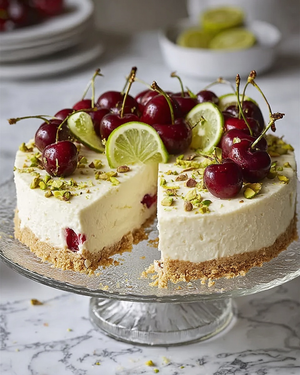 Lemon-Lime Cherry Pistachio Cheesecake Recipe - Recipe Image