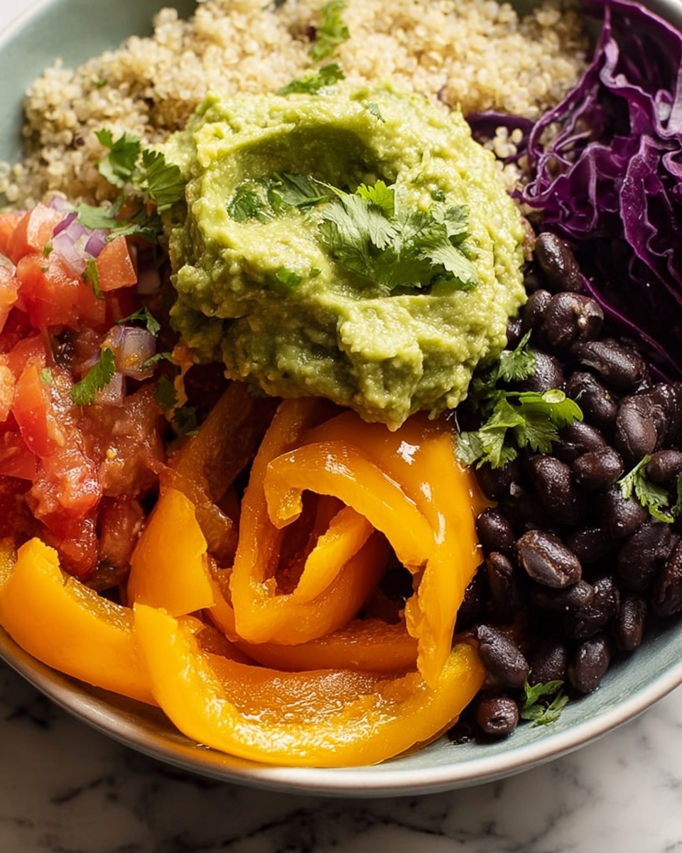 Black Bean & Quinoa Bowl with Guacamole and Veggies Recipe - Recipe Image