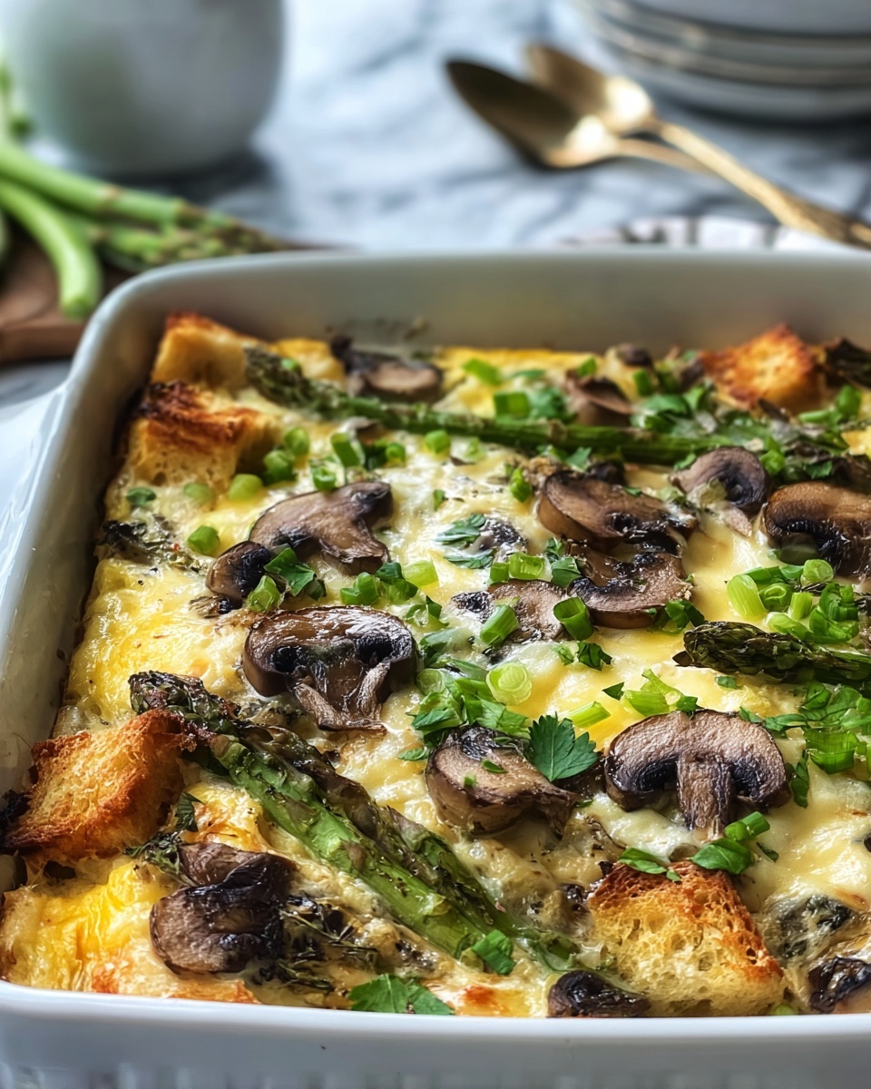 Overnight Asparagus Mushroom Strata Recipe - Recipe Image