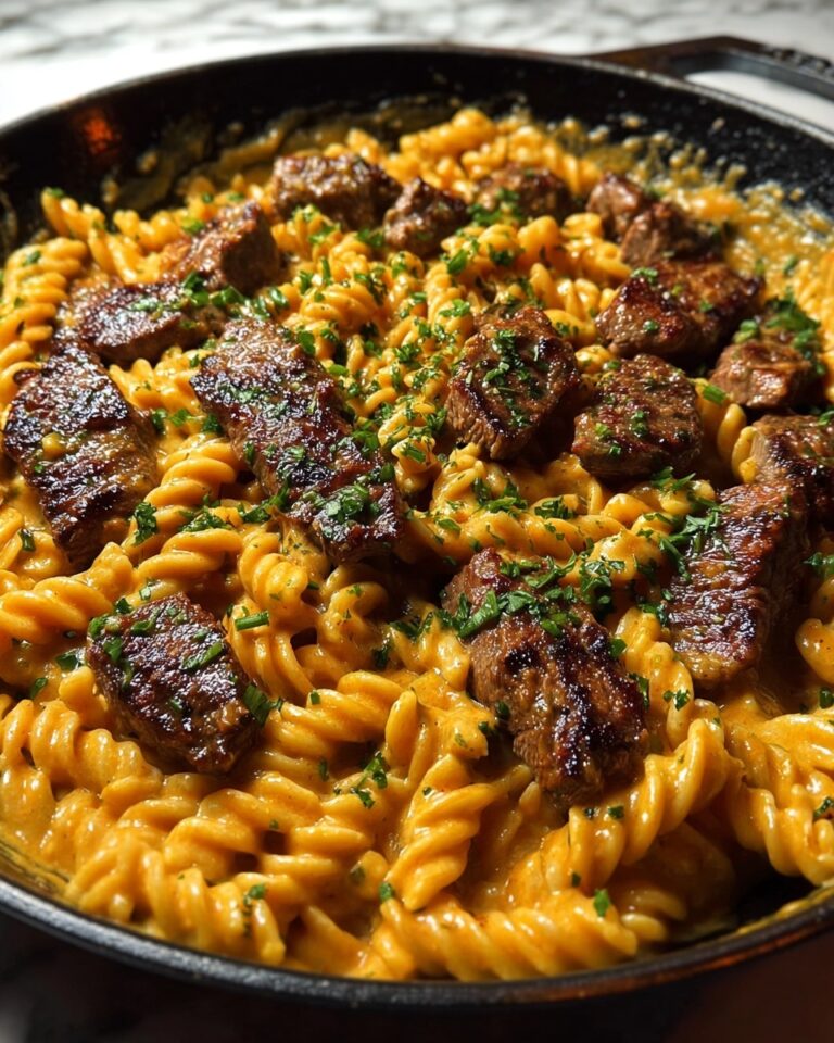 Creamy Cajun Butter Steak Pasta Skillet Recipe