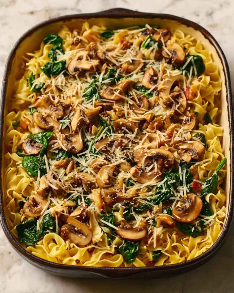 Parmesan Spinach Mushroom Pasta Skillet Recipe