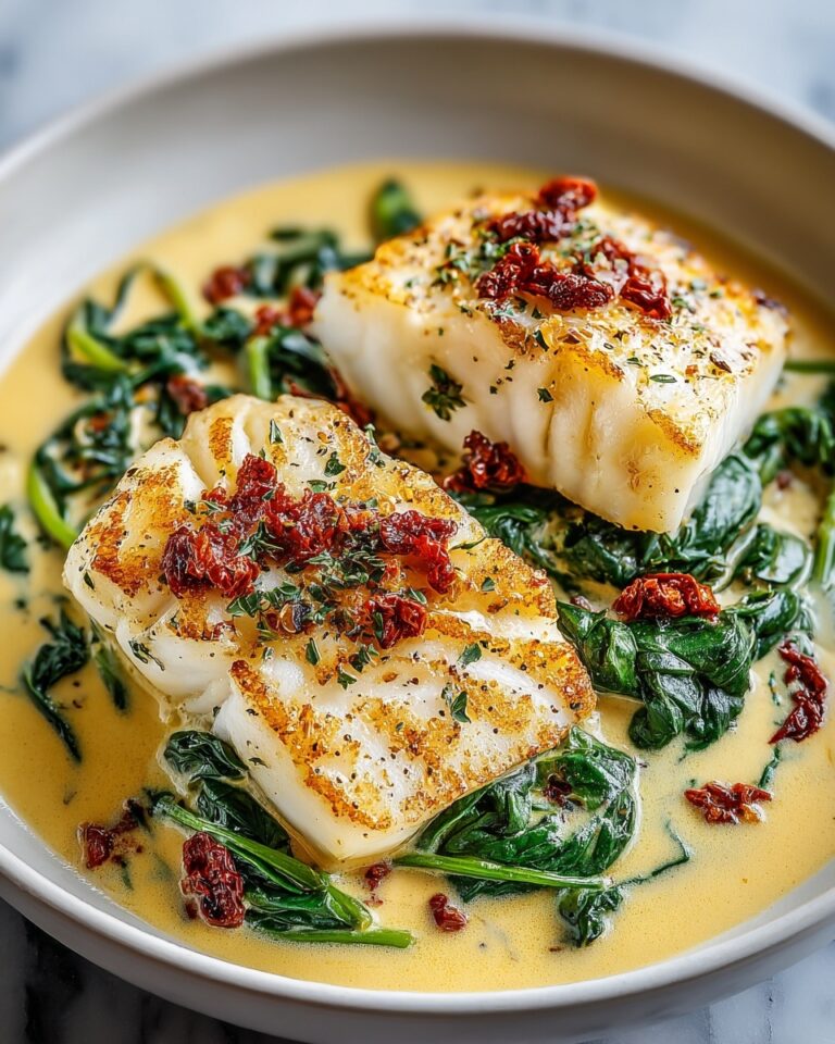 Creamy Keto Tuscan Cod with Spinach and Sun-Dried Tomatoes Recipe